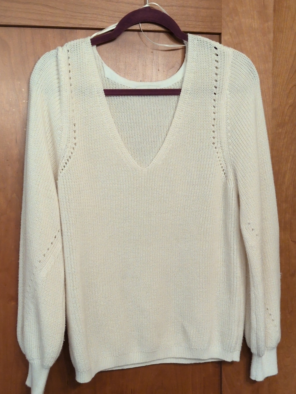 Cream V-Neck Lightweight Sweater